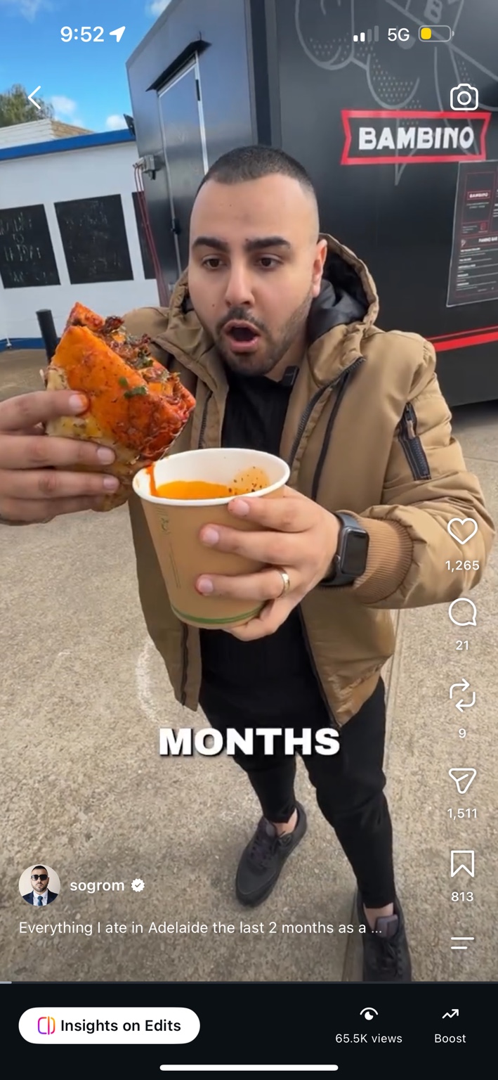 William Morgos featuring food at an Adelaide venue